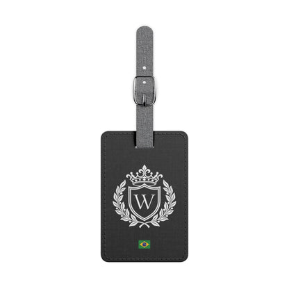 Personalized Brazilian Flag Luggage Tag - Heraldic Crest & Initial | Brazil Heritage Travel Accessory