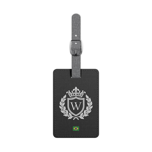 Personalized Brazilian Flag Luggage Tag - Heraldic Crest & Initial | Brazil Heritage Travel Accessory