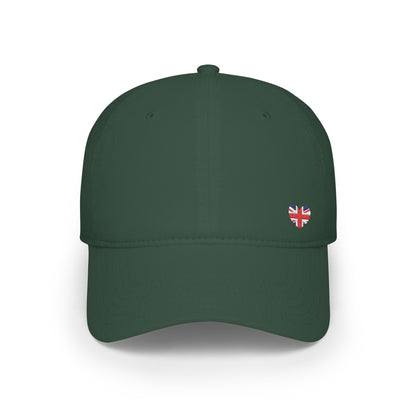 Red Low Profile Baseball Cap with Mini British Flag Detail