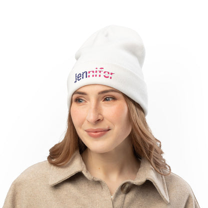 Personalized Your Name in American Flag Letters Beanie, Custom Name Embroidered Winter Hat, USA Heritage Knit Cap, Patriotic Gift
