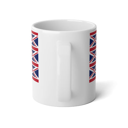 Personalized UK Flag Mug, Custom British Heritage Coffee Cup, 20oz Ceramic Mug, Union Jack Flag Pattern, United Kingdom Gift