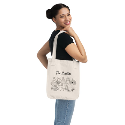 Personalized Destination Wedding Tote Bag, Custom Organic Cotton Wedding Bag, Bride & Groom Travel Tote, Honeymoon Gift, Wedding Welcome Bag