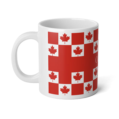 Personalized Canada Flag Mug, Custom Canadian Heritage Coffee Cup, 20oz Ceramic Mug, Red White Maple Leaf Pattern, Canada Gift