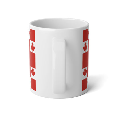 Personalized Canada Flag Mug, Custom Canadian Heritage Coffee Cup, 20oz Ceramic Mug, Red White Maple Leaf Pattern, Canada Gift