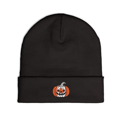 Limited Edition Canadian Canada Flag Pumpkin Embroidered Halloween Beanie, Cotton Blend Knit Hat, Maple Leaf Heritage Halloween Gift
