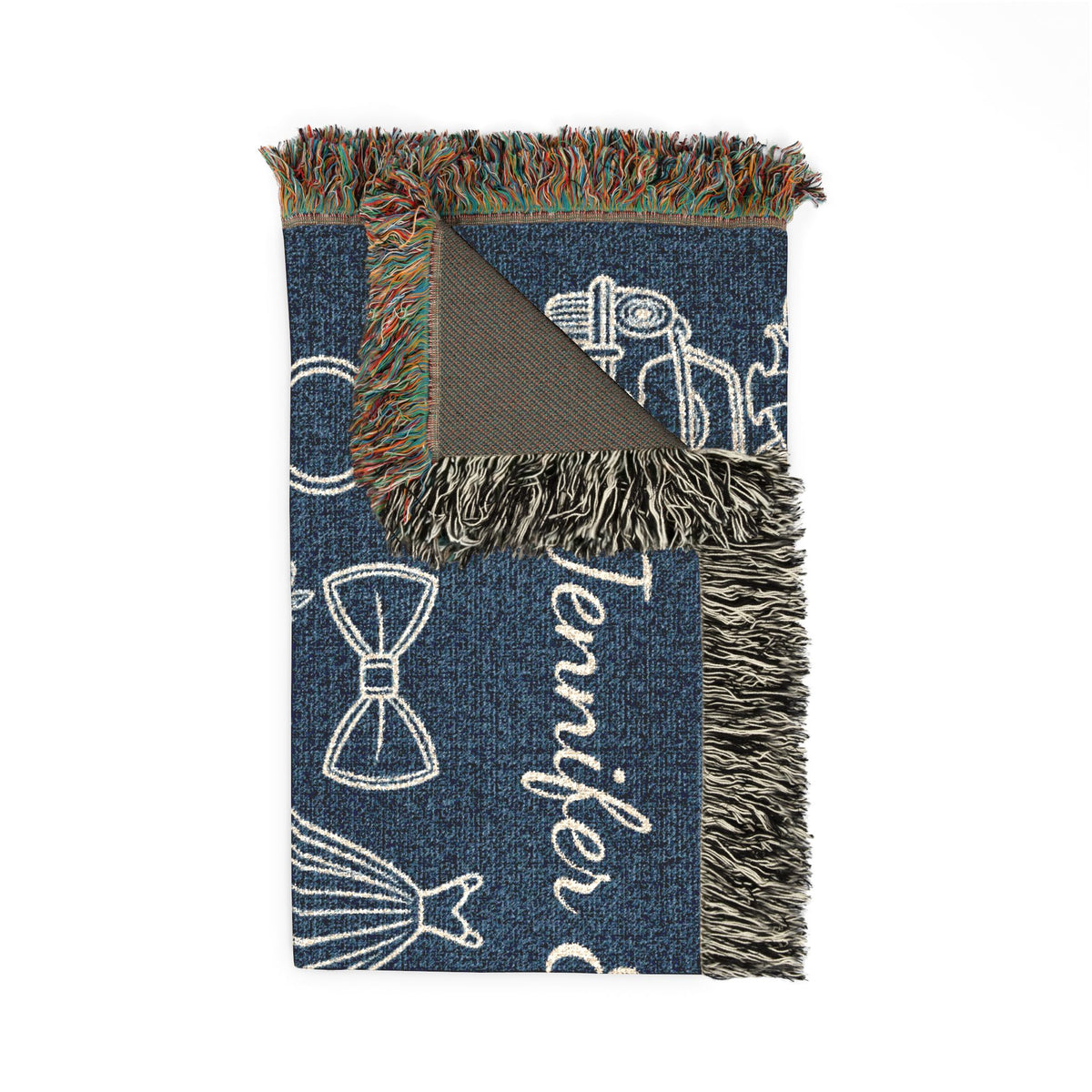 Something Blue Destination Wedding Woven Blanket, Personalized Couple Names, Custom Wedding Date & Location 60x50 Cotton Throw Newlywed Gift