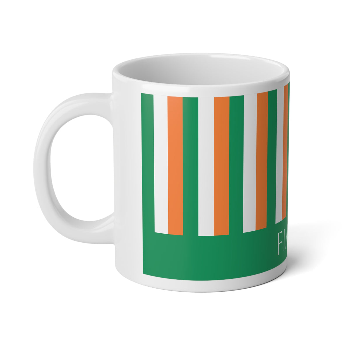 Personalized Ireland Flag Mug, Custom Irish Heritage Coffee Cup, 20oz Ceramic Mug, Green White Orange Flag Pattern, Ireland Gift
