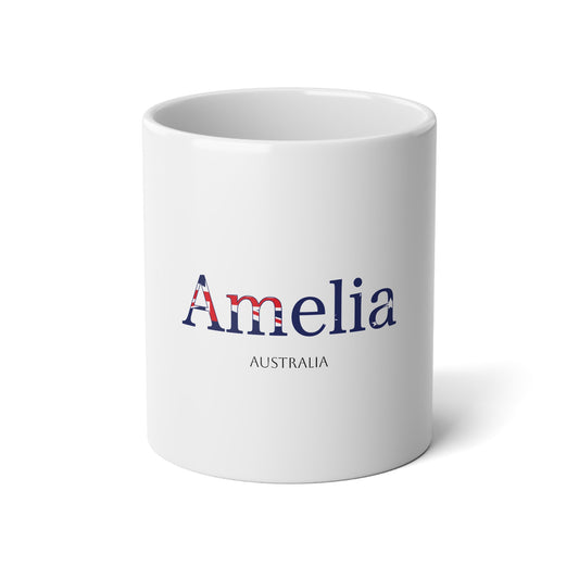 Personalized Australia Flag Name Mug, Custom Australian Heritage Coffee Cup, 20oz Ceramic Mug, Aussie Gift, Australian Pride Gift