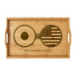 Japan America Nihon Nippon Custom Engraved Bamboo Serving Tray, Personalized Name Wooden Valet Tray, Japanese American USA Dual Heritage