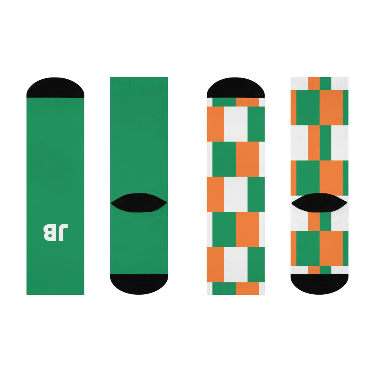 Personalized Ireland Flag Socks, Custom Initials Irish Heritage Crew Socks, Cushioned Irish Gift