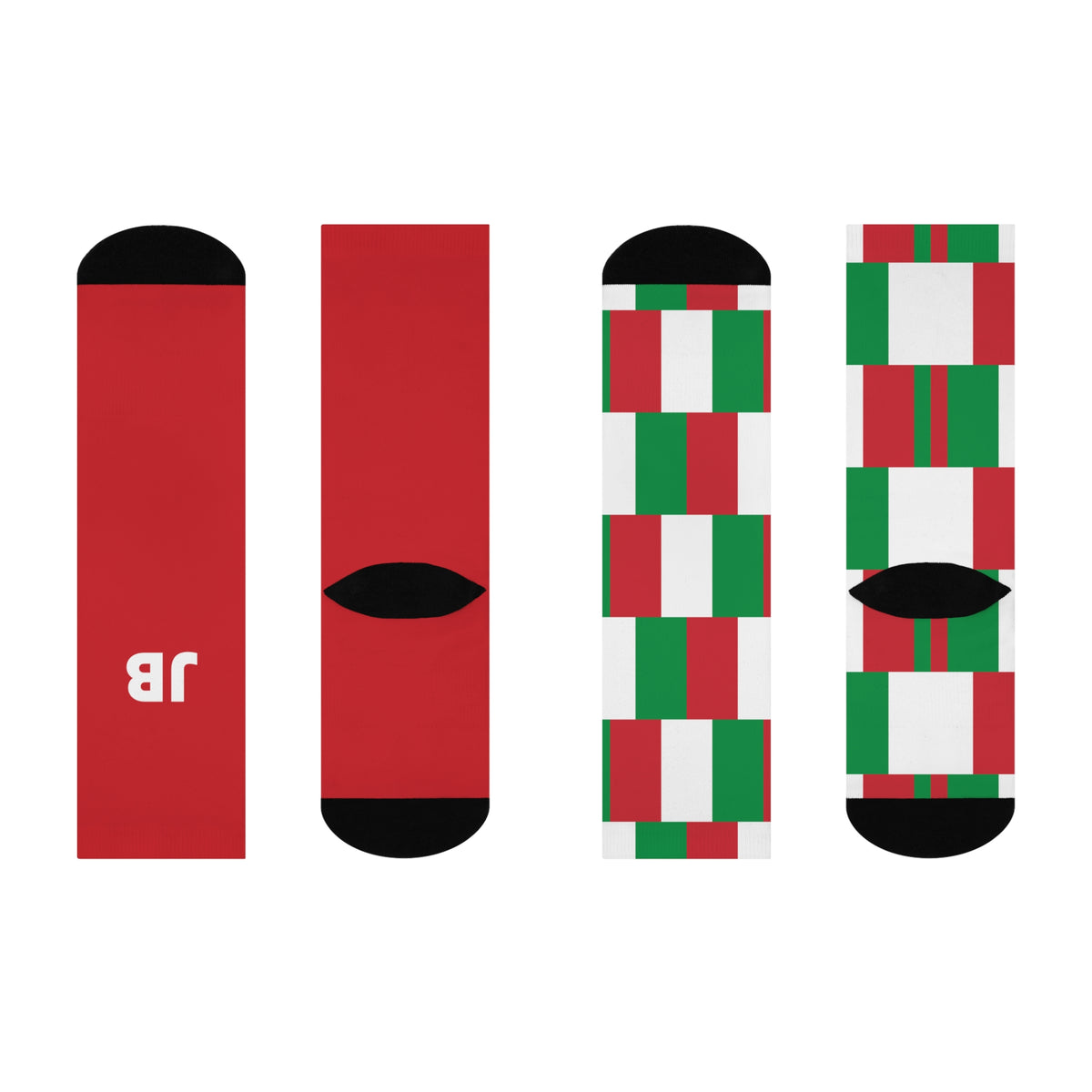 Personalized Italy Flag Socks, Custom Initials Italian Heritage Crew Socks, Cushioned Italian Gift