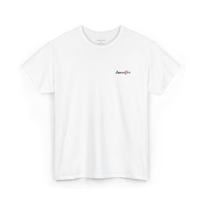 Personalized Your Name in American Flag Letters Embroidered T-Shirt, Custom Name USA Heritage Tee, 100% Cotton White Shirt, Patriotic Gift