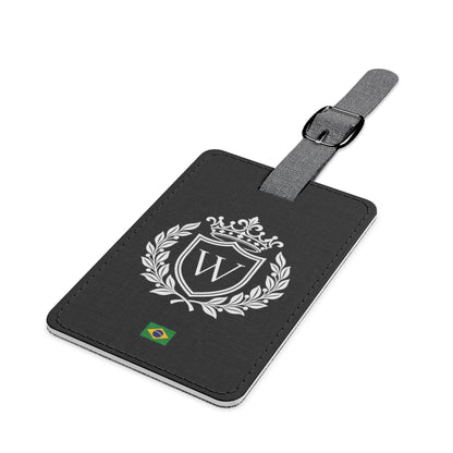 Personalized Brazilian Flag Luggage Tag - Heraldic Crest & Initial | Brazil Heritage Travel Accessory