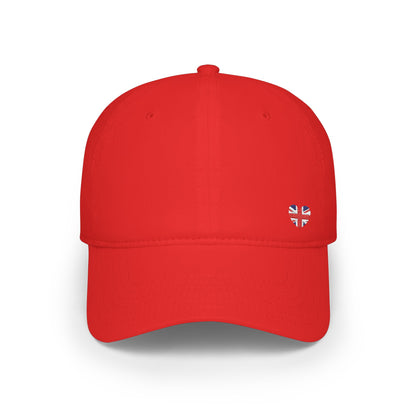 Red Low Profile Baseball Cap with Mini British Flag Detail