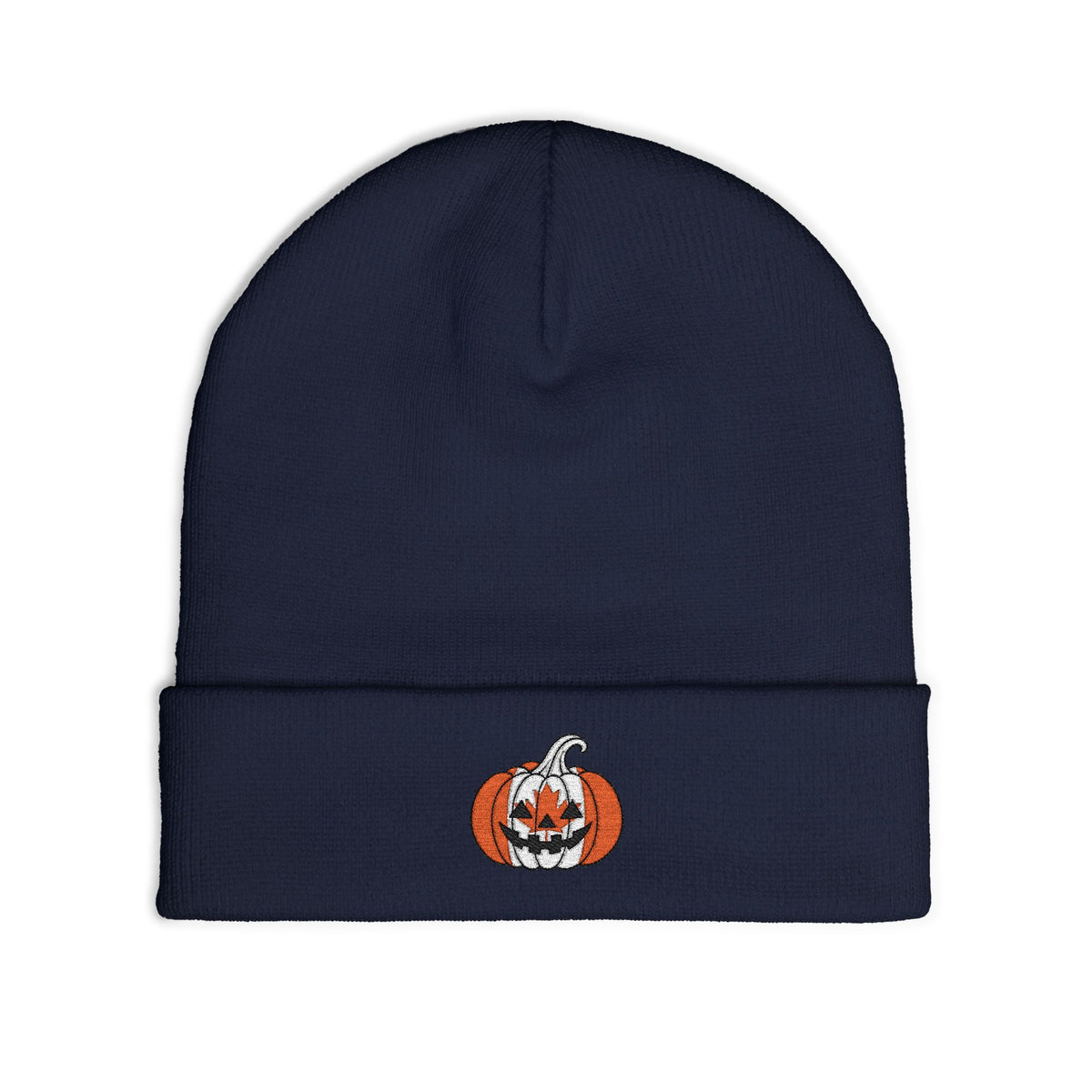 Limited Edition Canadian Canada Flag Pumpkin Embroidered Halloween Beanie, Cotton Blend Knit Hat, Maple Leaf Heritage Halloween Gift