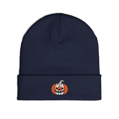 Limited Edition Canadian Canada Flag Pumpkin Embroidered Halloween Beanie, Cotton Blend Knit Hat, Maple Leaf Heritage Halloween Gift