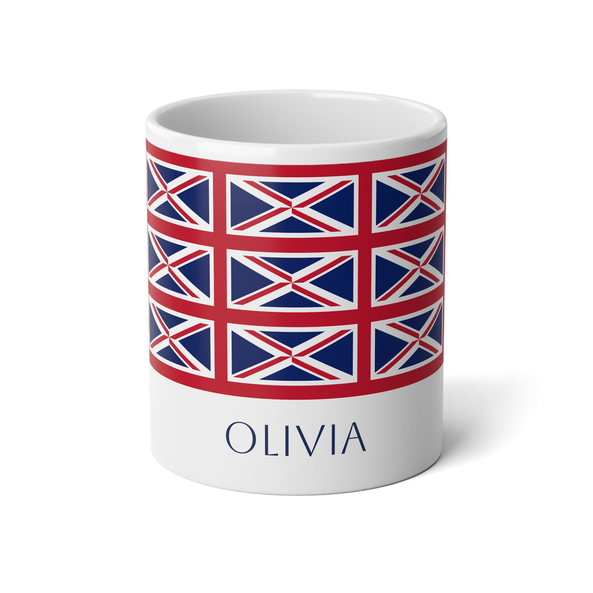 Personalized UK Flag Mug, Custom British Heritage Coffee Cup, 20oz Ceramic Mug, Union Jack Flag Pattern, United Kingdom Gift