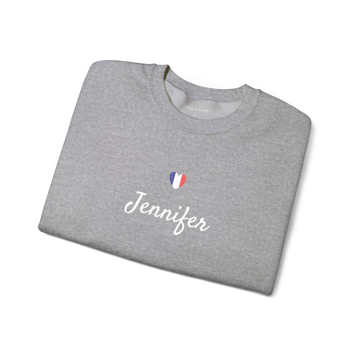 Embroidered Personalized Name & Country Flag Heart Sweatshirt, Custom USA Canada Australia UK Italy France Ireland Germany Jamaica Nigeria