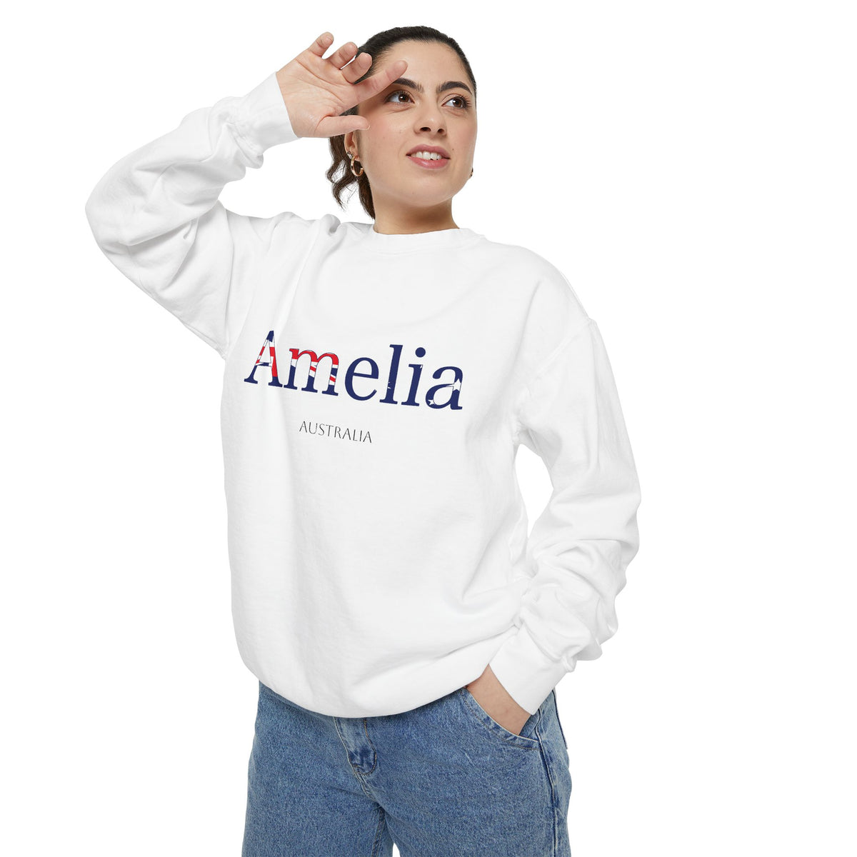 Personalized Australia Flag Name Sweatshirt, Custom Australian Heritage Crewneck, Garment Dyed Cotton Sweatshirt, Aussie Gift