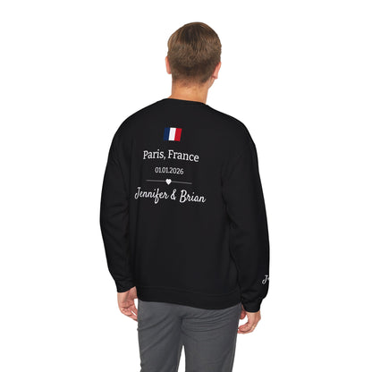 Personalized Destination Wedding Groom Sweatshirt, Custom Wedding Location and Date Crewneck, Honeymoon Gift for Husband, Newlywed Keepsake