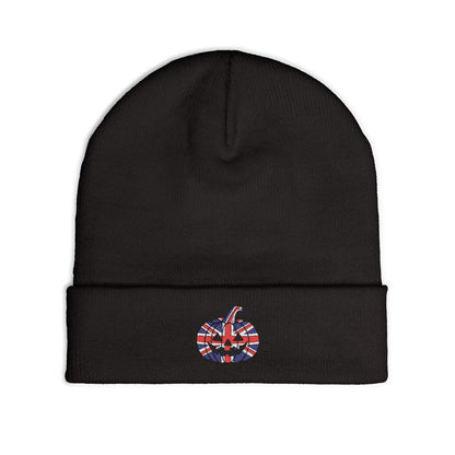 Limited Edition British UK Flag Pumpkin Embroidered Halloween Beanie, Cotton Blend Knit Hat, Union Jack Halloween Gift