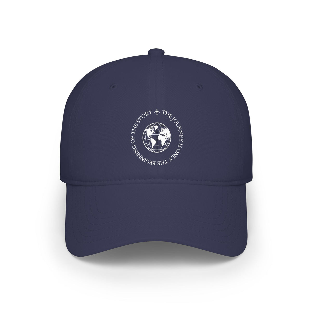 Travel Globe Baseball Cap, Journey Quote Hat, World Traveler Gift, Navy Blue Travel Hat, DTF Printed Globe Design, Adventure Inspired Cap