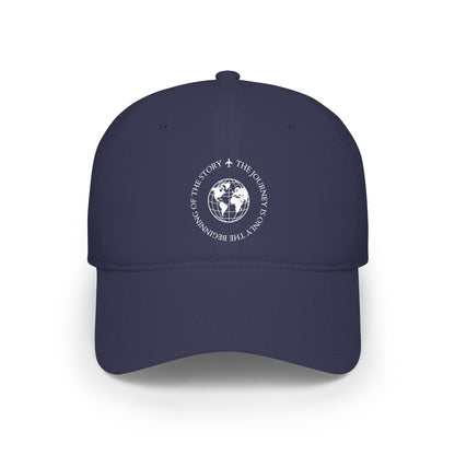 Travel Globe Baseball Cap, Journey Quote Hat, World Traveler Gift, Navy Blue Travel Hat, DTF Printed Globe Design, Adventure Inspired Cap