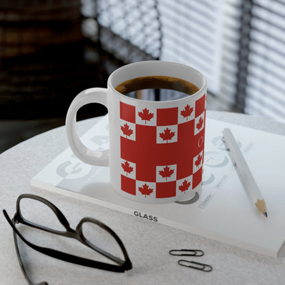 Personalized Canada Flag Mug, Custom Canadian Heritage Coffee Cup, 20oz Ceramic Mug, Red White Maple Leaf Pattern, Canada Gift