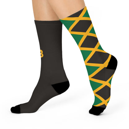 Personalized Jamaica Flag Socks, Custom Initials Jamaican Heritage Crew Socks, Cushioned Jamaican Gift