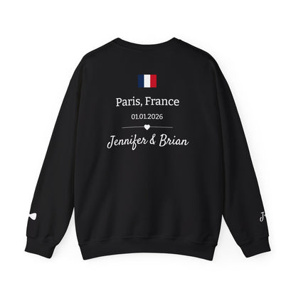 Personalized Destination Wedding Groom Sweatshirt, Custom Wedding Location and Date Crewneck, Honeymoon Gift for Husband, Newlywed Keepsake