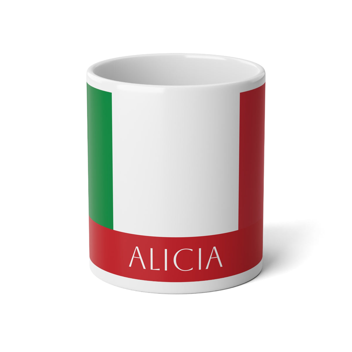 Italian Flag Name Mug 20oz | Personalized Red Green Stripe Mug