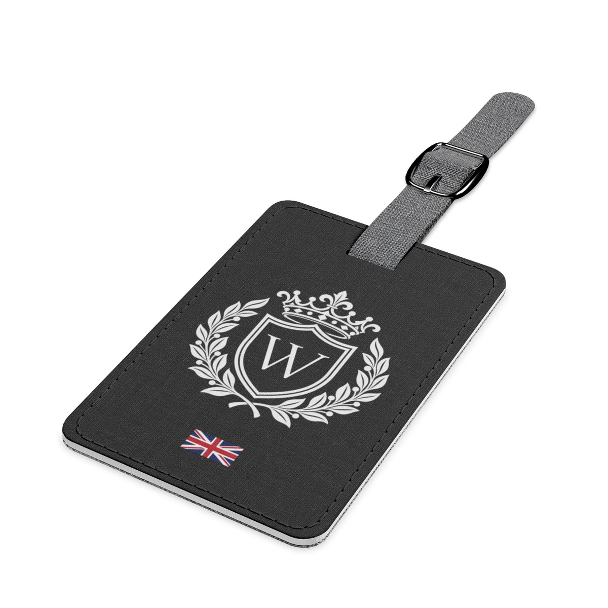 Personalized British Flag Luggage Tag - Heraldic Crest & Initial | UK Heritage Travel Accessory