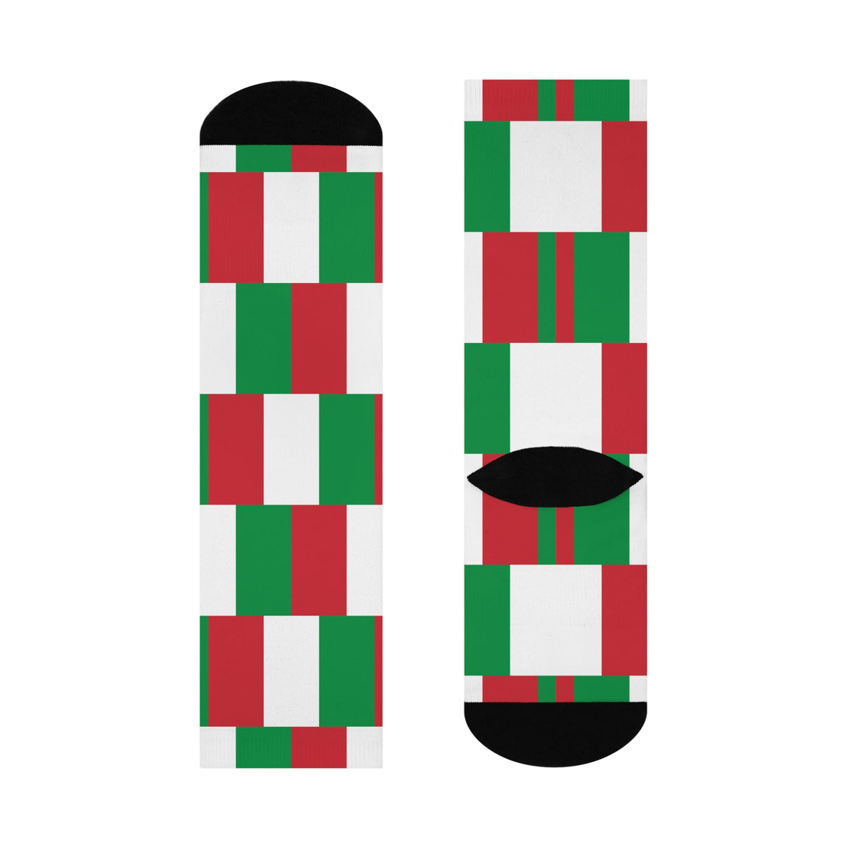 Personalized Italy Flag Socks, Custom Initials Italian Heritage Crew Socks, Cushioned Italian Gift