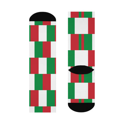 Personalized Italy Flag Socks, Custom Initials Italian Heritage Crew Socks, Cushioned Italian Gift