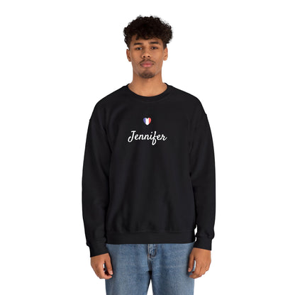 Embroidered Personalized Name & Country Flag Heart Sweatshirt, Custom USA Canada Australia UK Italy France Ireland Germany Jamaica Nigeria