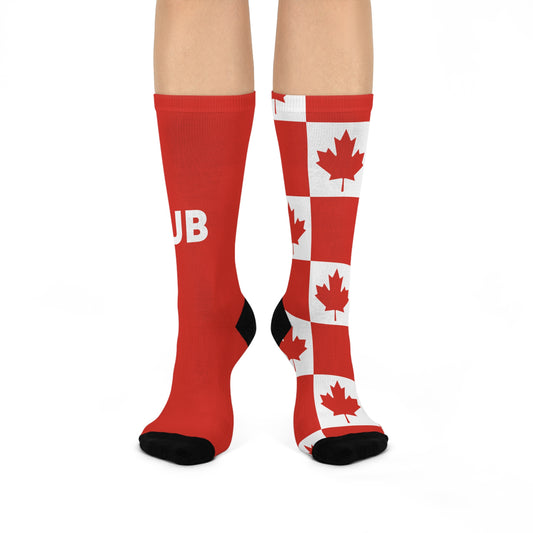 Personalized Canada Flag Socks, Custom Initials Canadian Heritage Crew Socks, Cushioned Canadian Gift