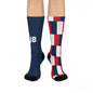 Personalized France Flag Socks, Custom Initials French Heritage Crew Socks, Cushioned French Gift