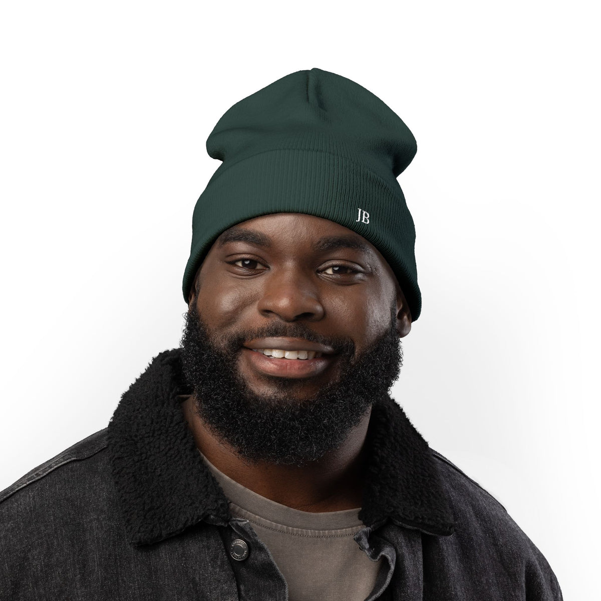 Nigeria Pakistan Personalized Embroidered Beanie, Green White Heritage Cotton Blend Knit Hat, Custom Initials Cultural Pride Gift
