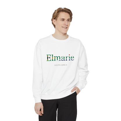 Personalized South Africa Flag Name Sweatshirt, Custom South African Heritage Crewneck, Garment Dyed Cotton Sweatshirt, Heritage Gift