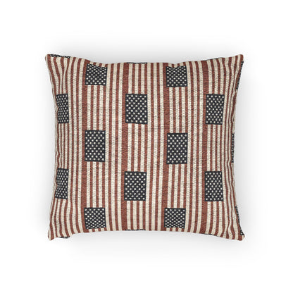 American Flag Stripe Woven Pillow | Patriotic Cabin Decor - Proud & Loyal