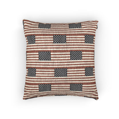 American Flag Stripe Woven Pillow | Patriotic Cabin Decor - Proud & Loyal