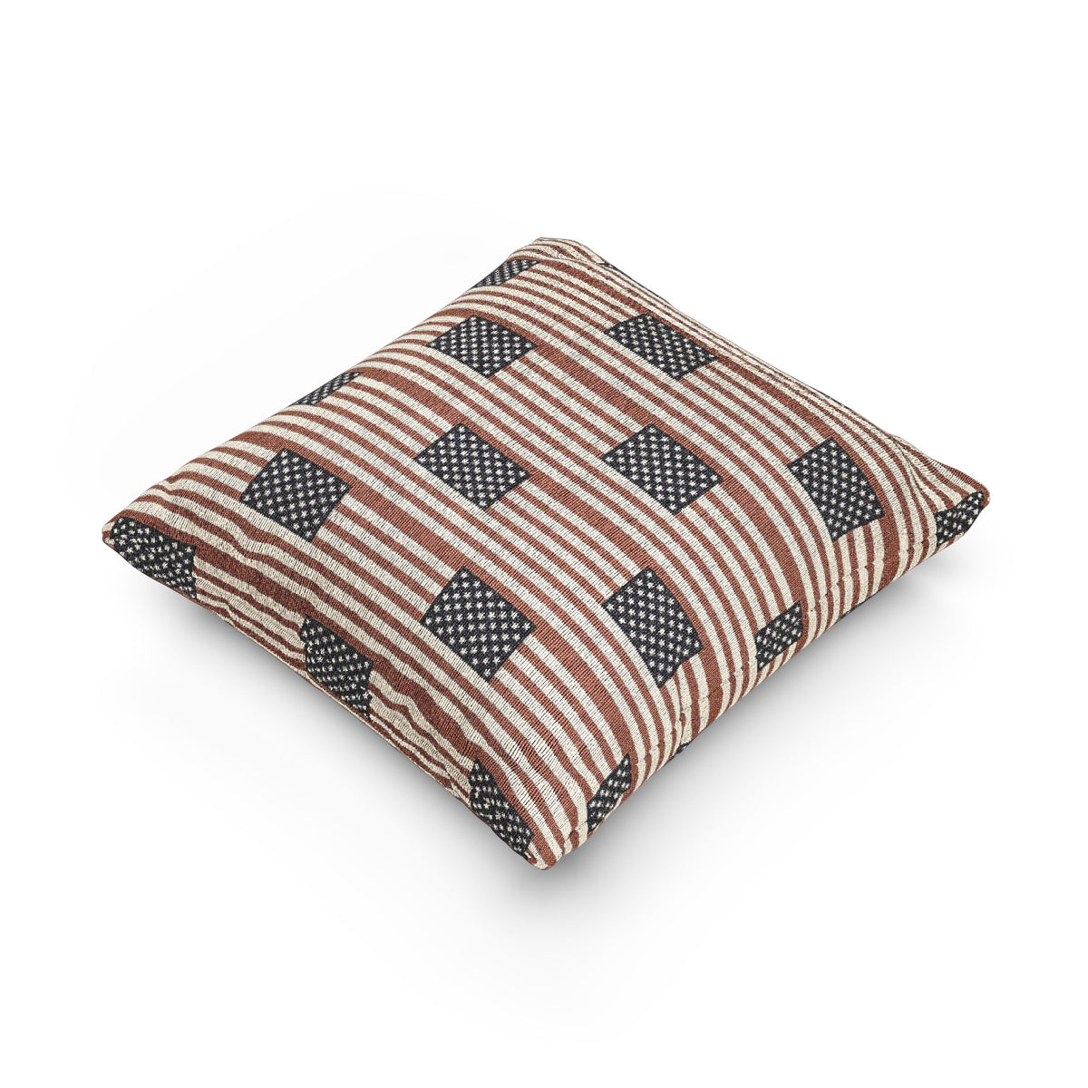 American Flag Stripe Woven Pillow | Patriotic Cabin Decor - Proud & Loyal