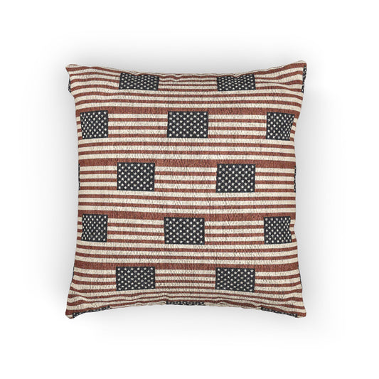 American Flag Stripe Woven Pillow | Patriotic Cabin Decor - Proud & Loyal