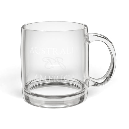 Australia America Etched Glass Coffee Mug | Personalized Initials | Australian American USA Pride Heritage 12.25oz Engraved | Simple Subtle - Proud & Loyal