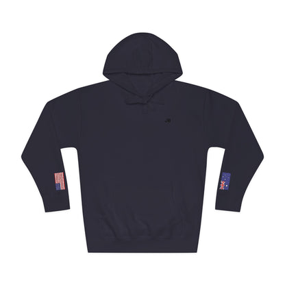 Australian American Flag Fleece Hoodie | Australia USA Dual Heritage Gift | Personalized Initials | Embroidered Sleeve Flags - Proud & Loyal