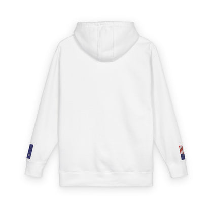 Australian American Flag Fleece Hoodie | Australia USA Dual Heritage Gift | Personalized Initials | Embroidered Sleeve Flags - Proud & Loyal