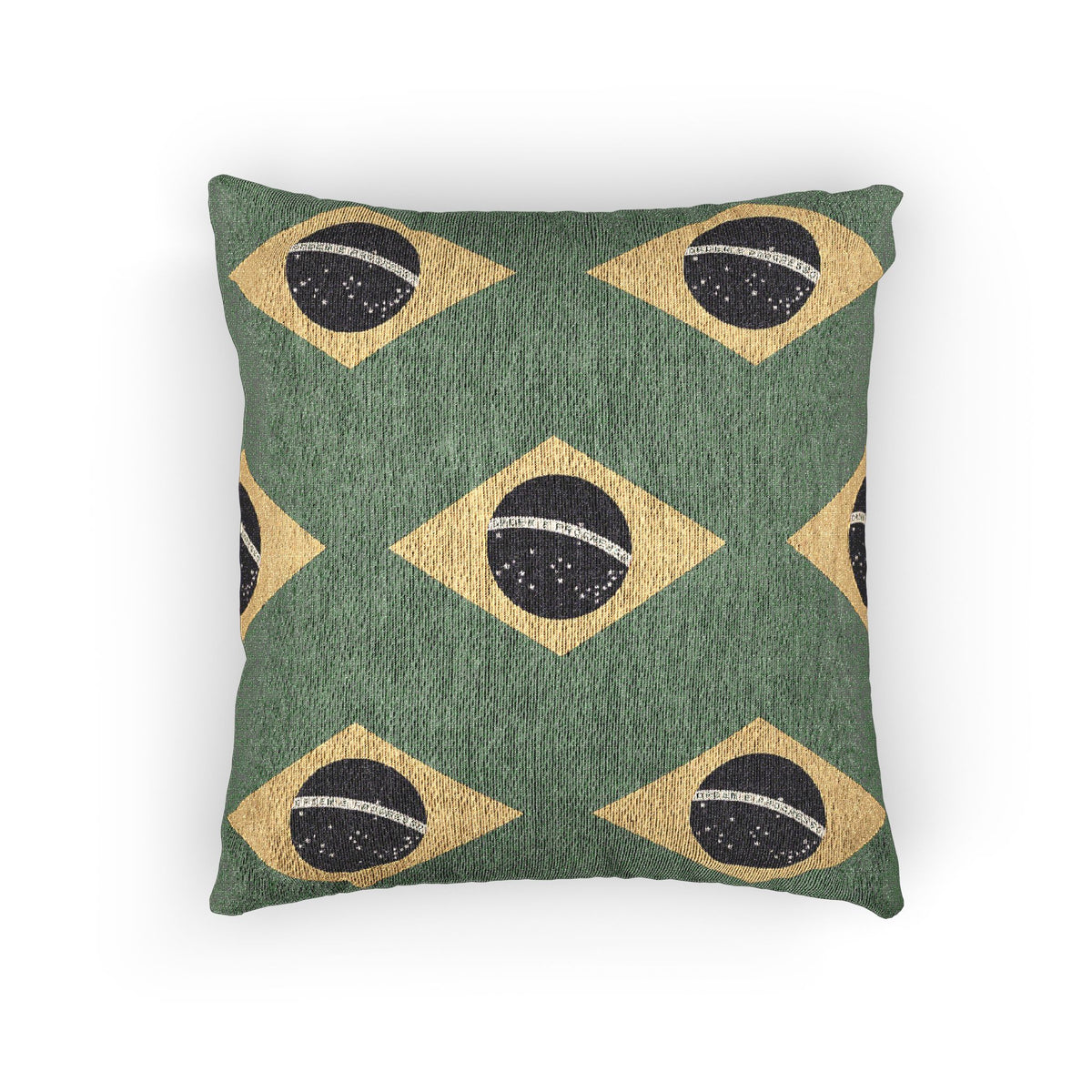 Brazil Flag Pattern Woven Pillow | Brazilian Flag Green Yellow Throw Cushion - Proud & Loyal