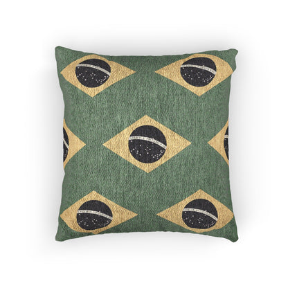 Brazil Flag Pattern Woven Pillow | Brazilian Flag Green Yellow Throw Cushion - Proud & Loyal