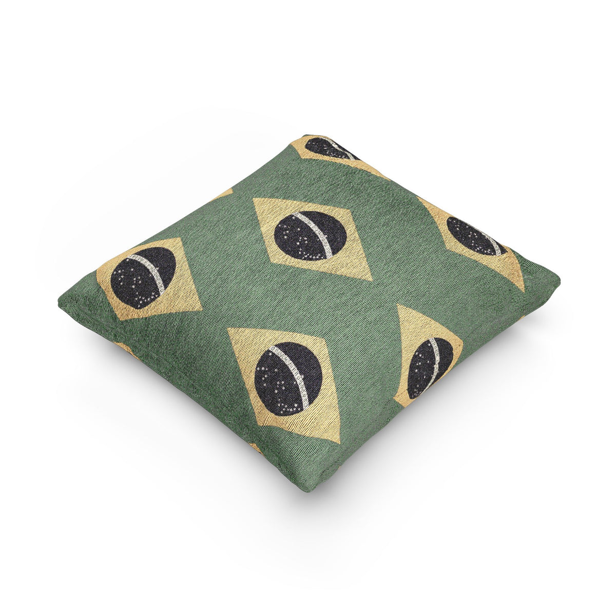 Brazil Flag Pattern Woven Pillow | Brazilian Flag Green Yellow Throw Cushion - Proud & Loyal