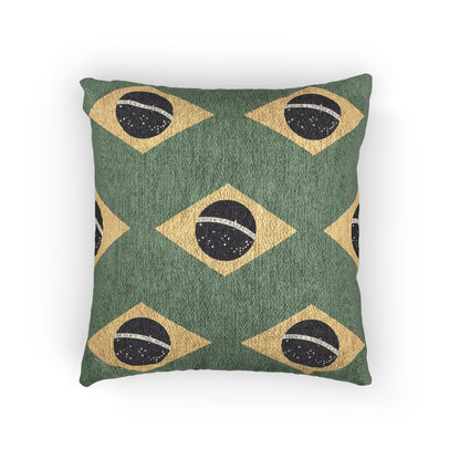 Brazil Flag Pattern Woven Pillow | Brazilian Flag Green Yellow Throw Cushion - Proud & Loyal